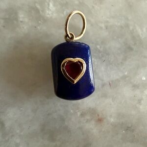 Lapis and Gold Ruby Heart Pendant